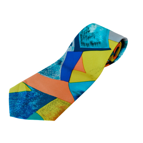 Chains World Silky Select Geometric Abstract Silk tie 56" Retro Business Wedding - Picture 5 of 13